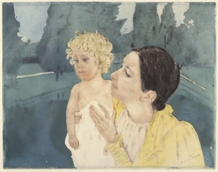 Mother and Child before a Pool